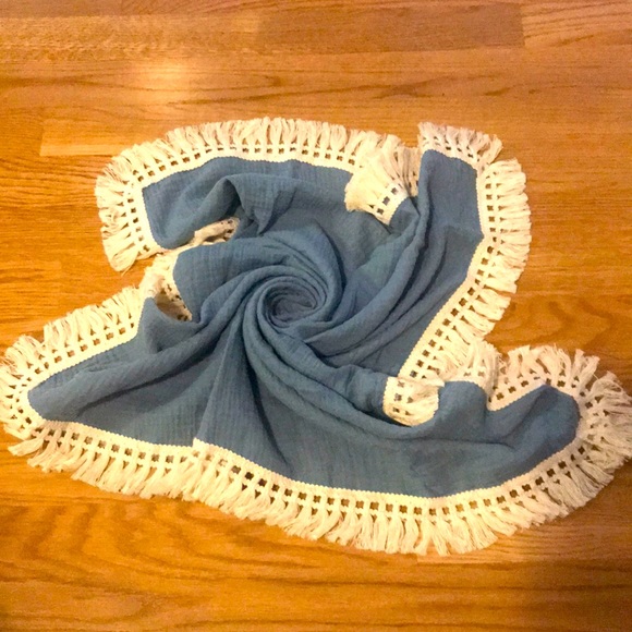 New Muslin Swaddle Fringe Blanket Newborn Pictures - Picture 1 of 3